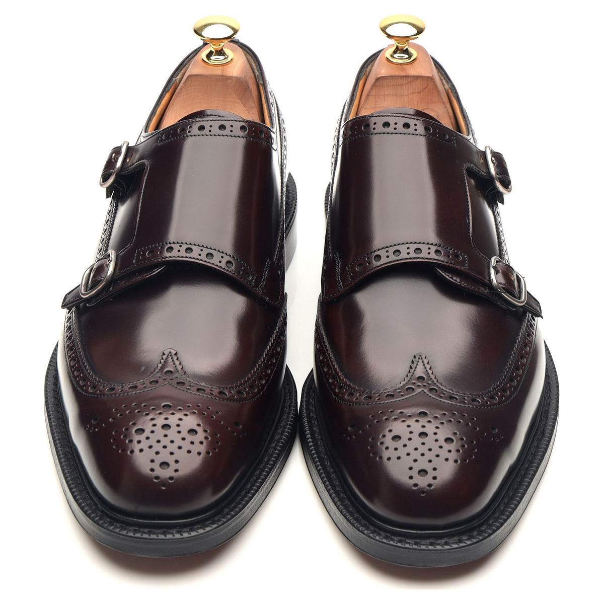 &#39;Monkton&#39; Burgundy Leather Double Monk Strap UK 9 F