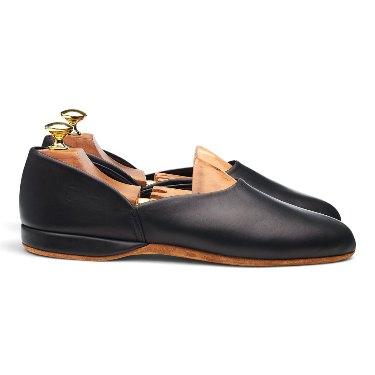 'Hermes' Black Leather Slippers UK 7 F