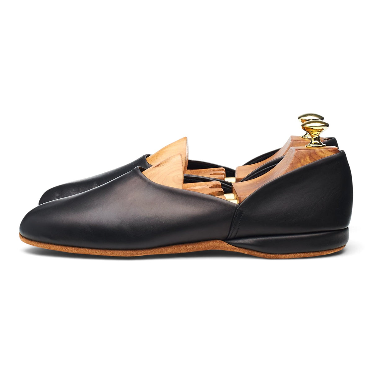 'Hermes' Black Leather Slippers UK 7 F