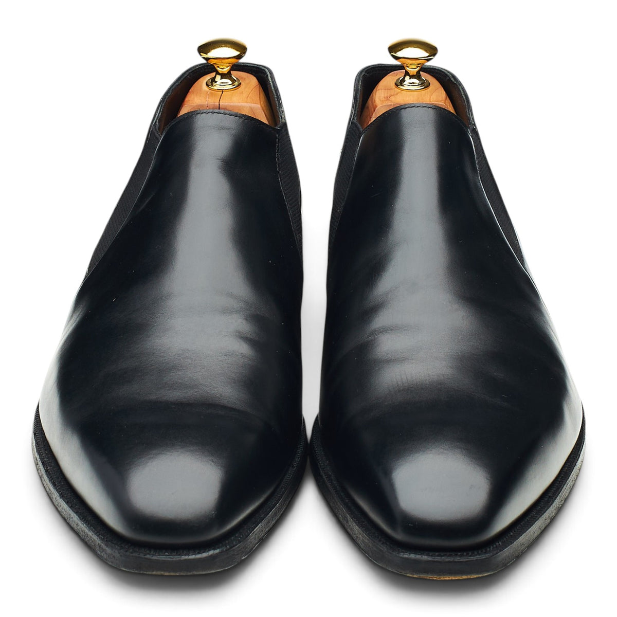Black Leather Slip On Loafers UK 12 E