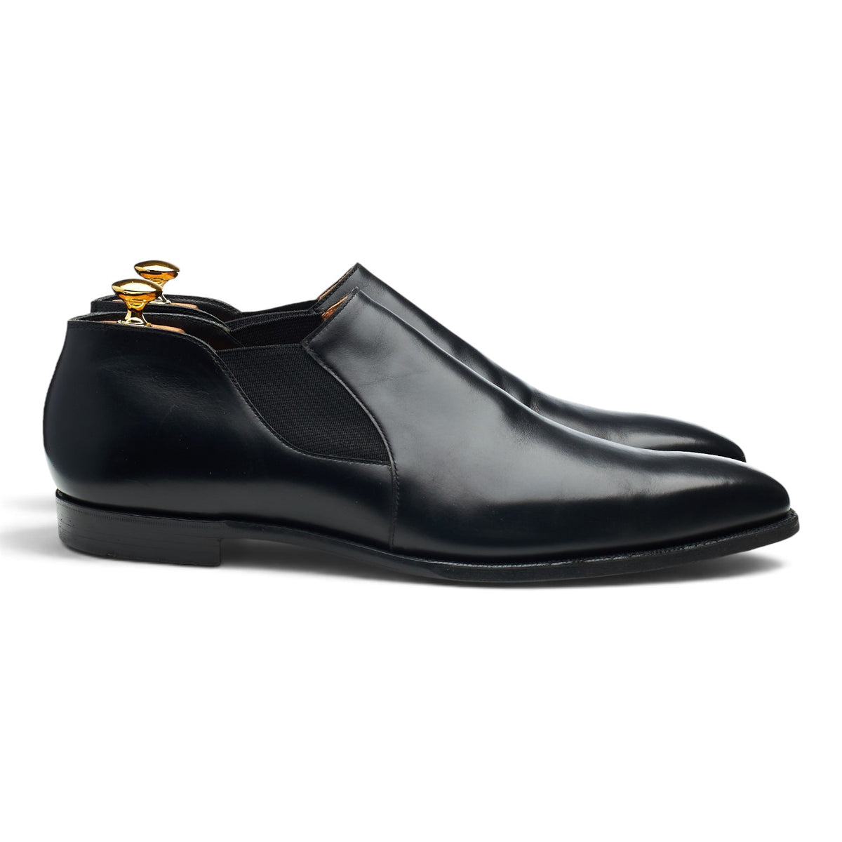 Black Leather Slip On Loafers UK 12 E
