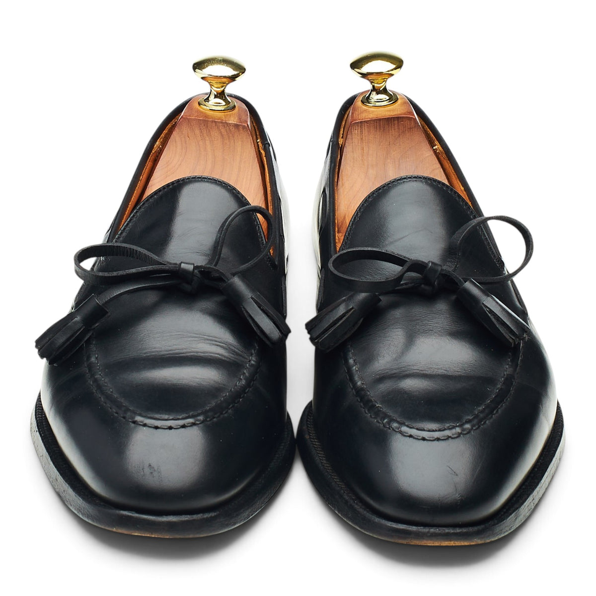 Ralph Lauren 'Davis' Black Leather Tassel Loafers UK 7 US 7.5 E
