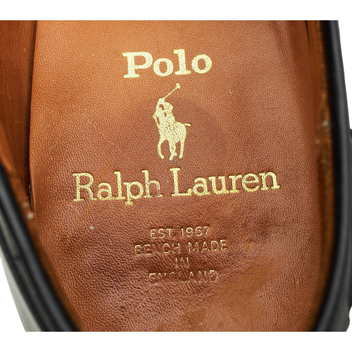 Ralph Lauren 'Davis' Black Leather Tassel Loafers UK 7 US 7.5 E