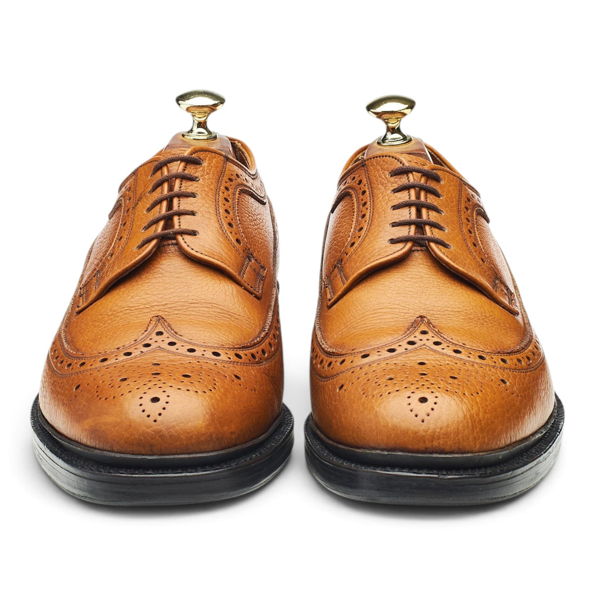 'Granada' Tan Brown Grain Leather Derby Brogues UK 7.5 EE
