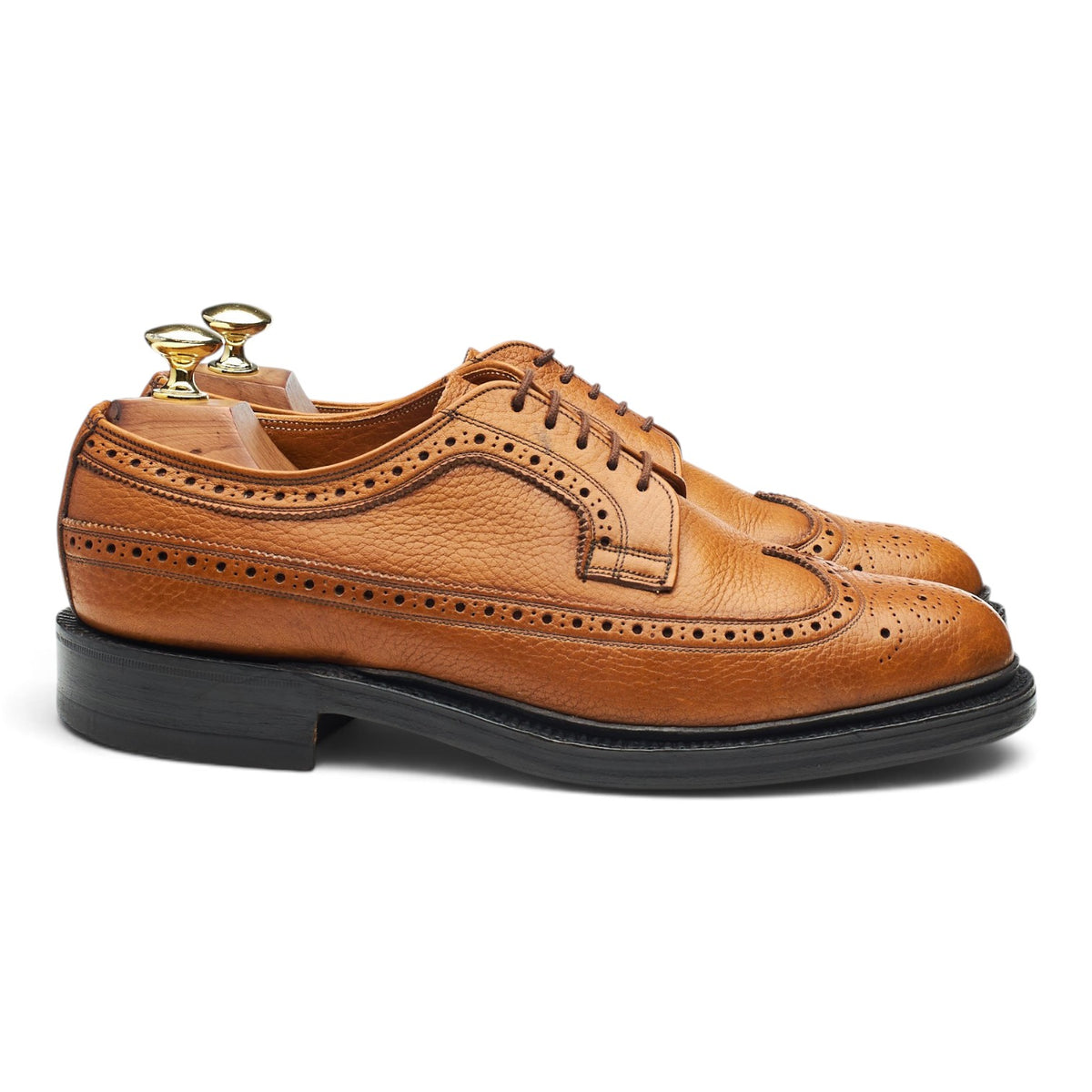 'Granada' Tan Brown Grain Leather Derby Brogues UK 7.5 EE