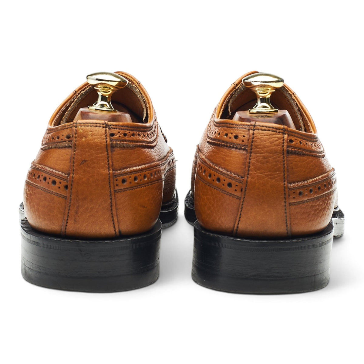 'Granada' Tan Brown Grain Leather Derby Brogues UK 7.5 EE
