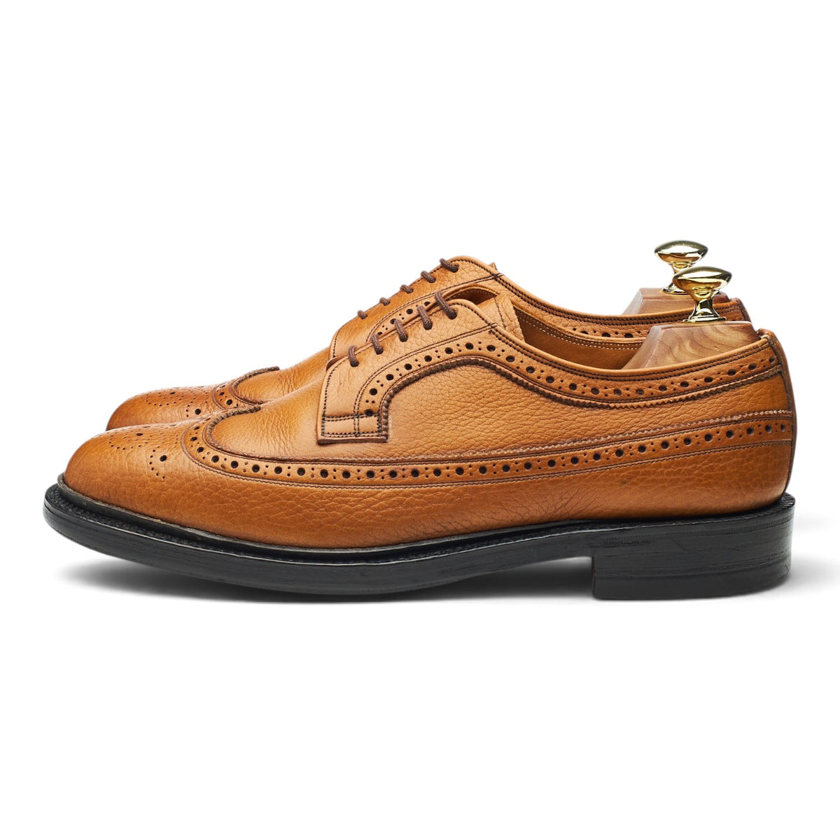 'Granada' Tan Brown Grain Leather Derby Brogues UK 7.5 EE