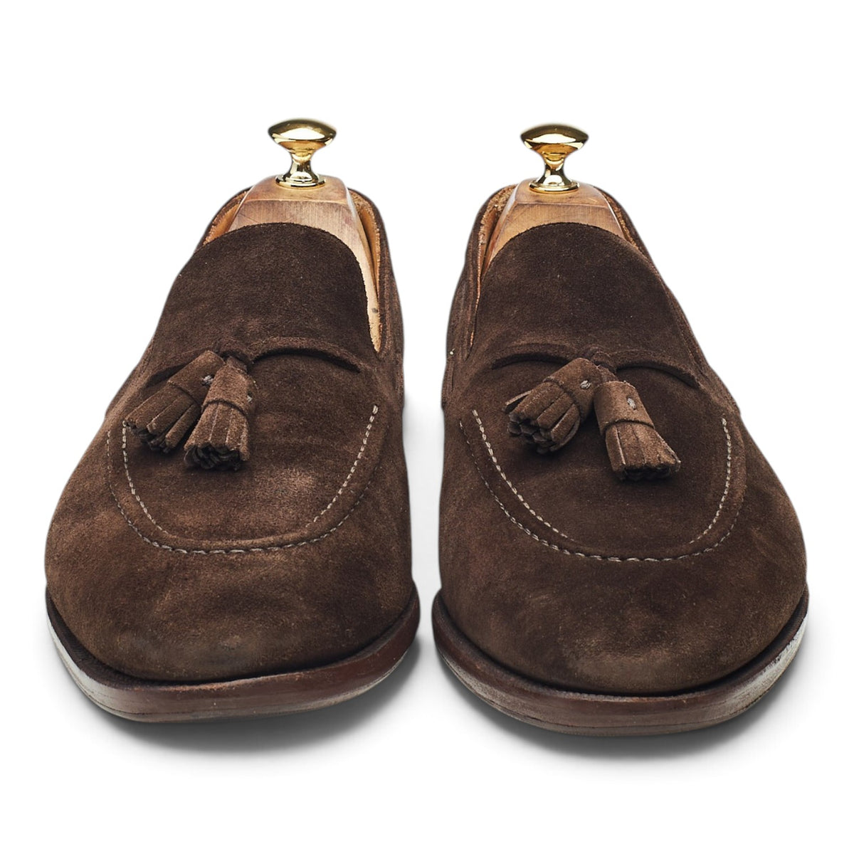 '144 Artista' Dark Brown Suede Tassel Loafers UK 10.5