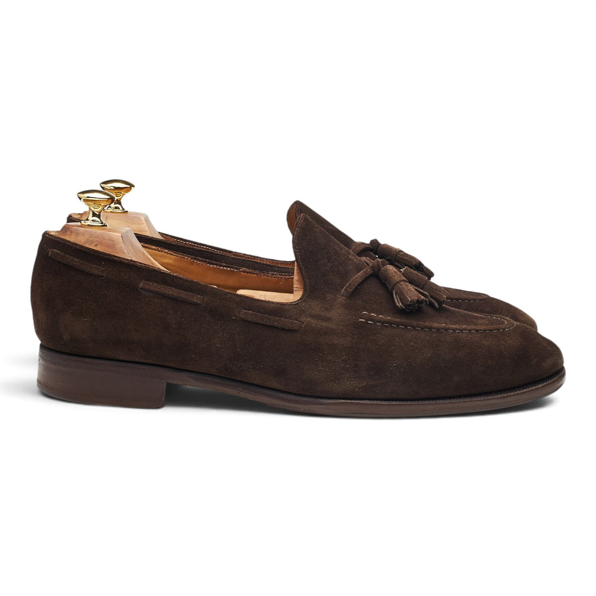 '144 Artista' Dark Brown Suede Tassel Loafers UK 10.5