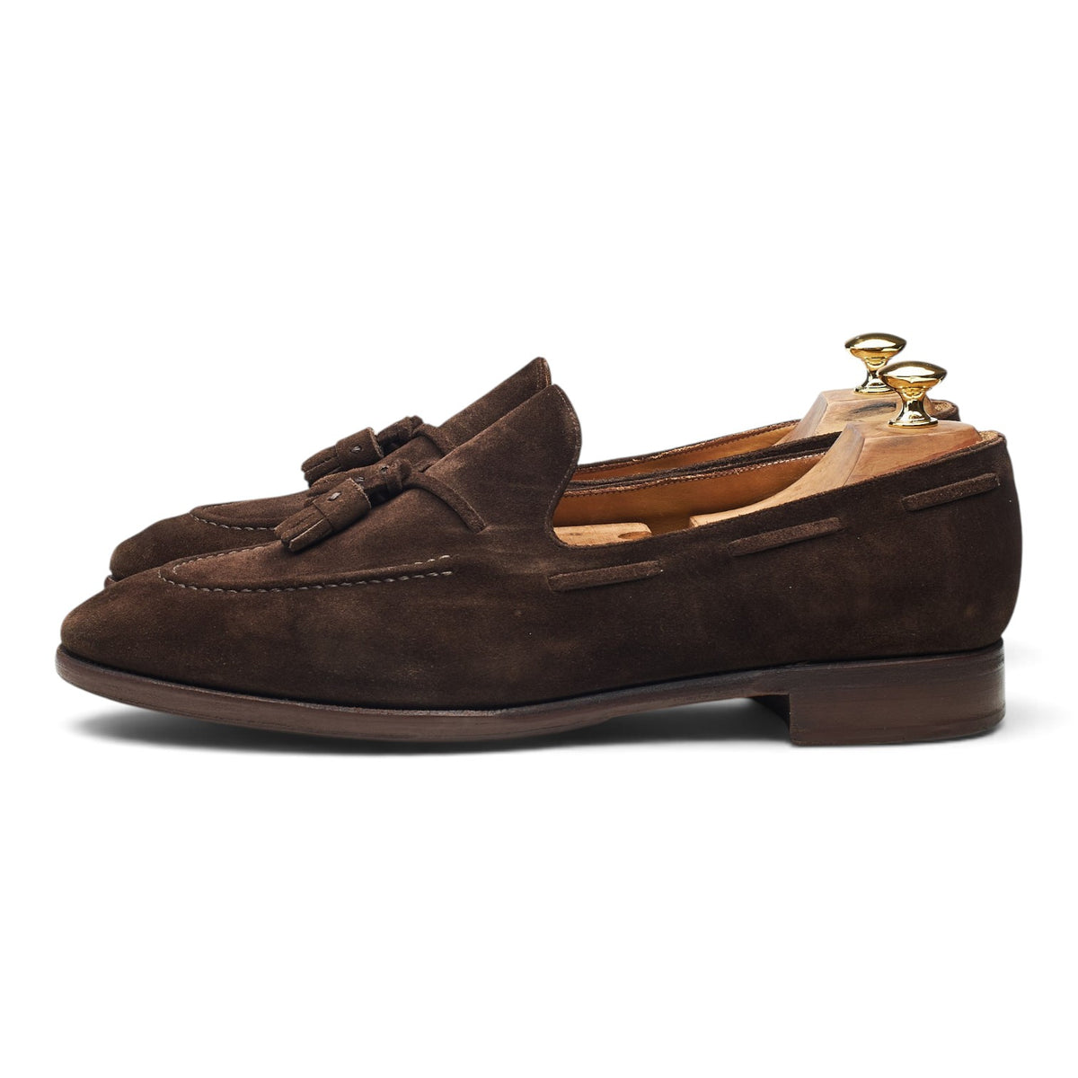 '144 Artista' Dark Brown Suede Tassel Loafers UK 10.5
