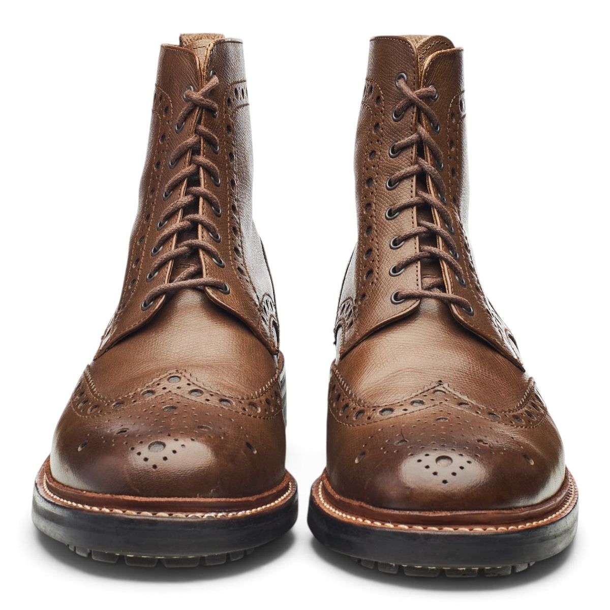 'Fred' Brown Grain Leather Brogues Boots UK 9 G