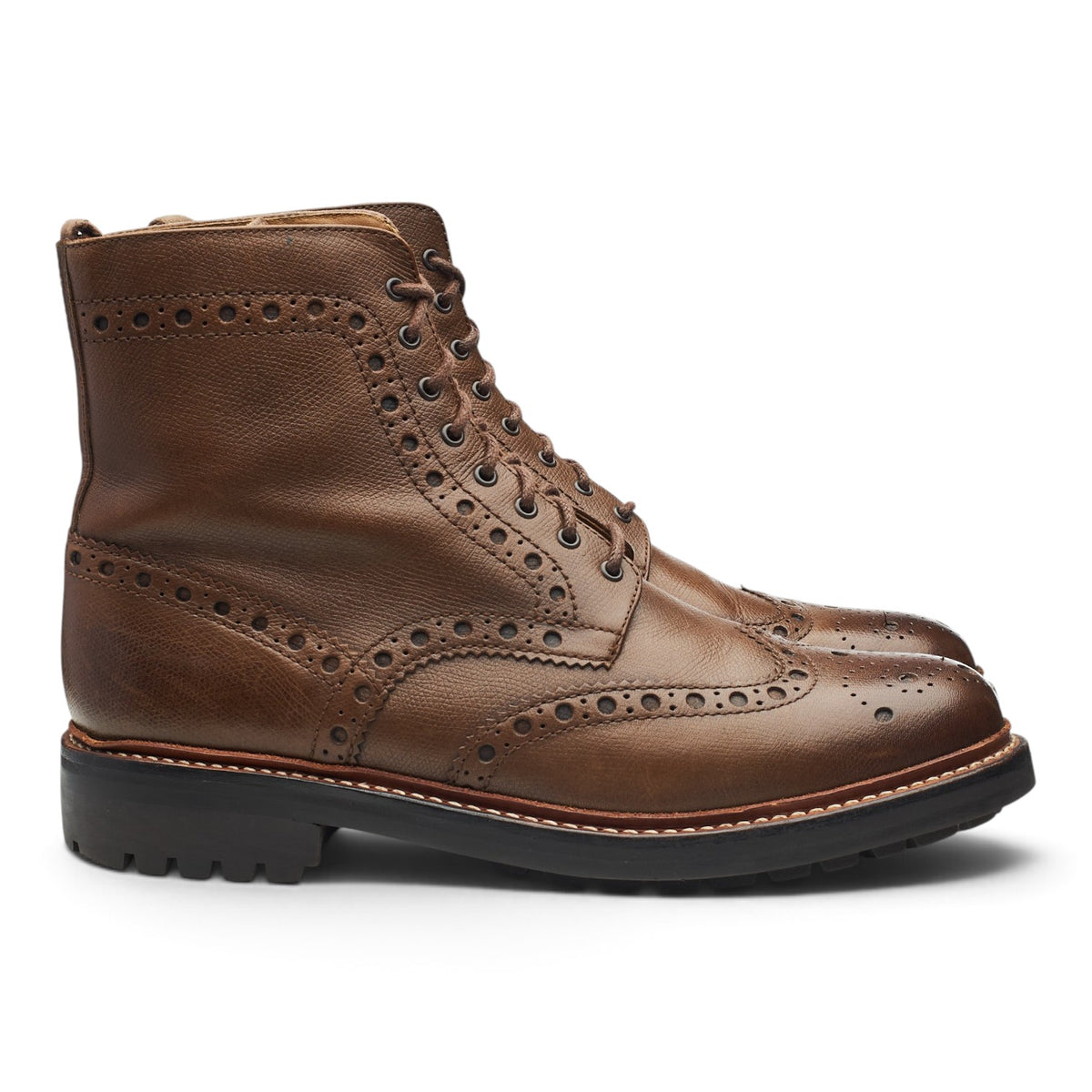'Fred' Brown Grain Leather Brogues Boots UK 9 G