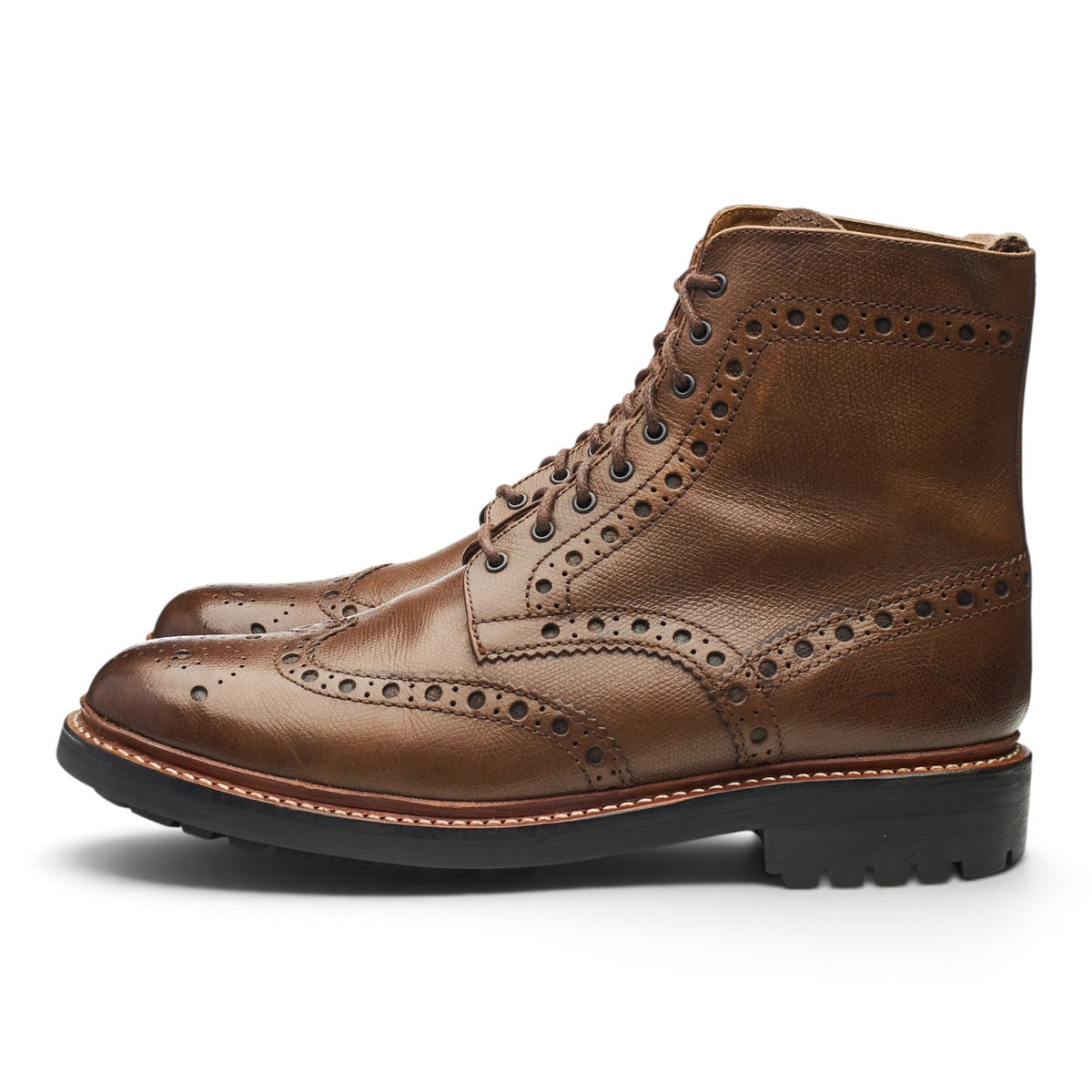 'Fred' Brown Grain Leather Brogues Boots UK 9 G