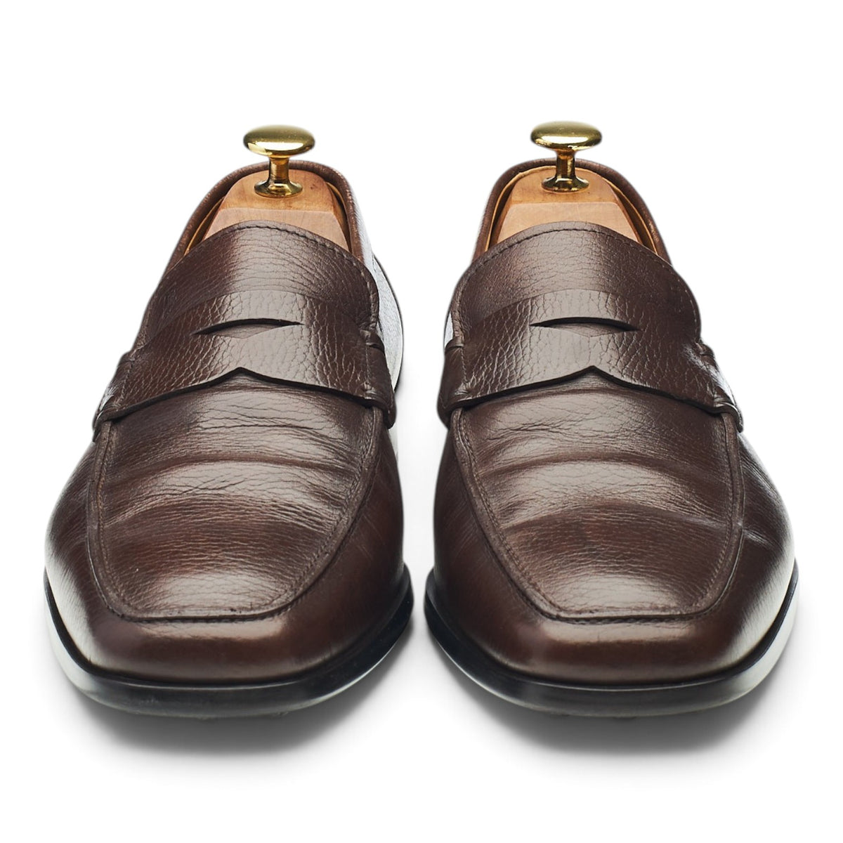 Dark Brown Grain Leather Loafers UK 8.5
