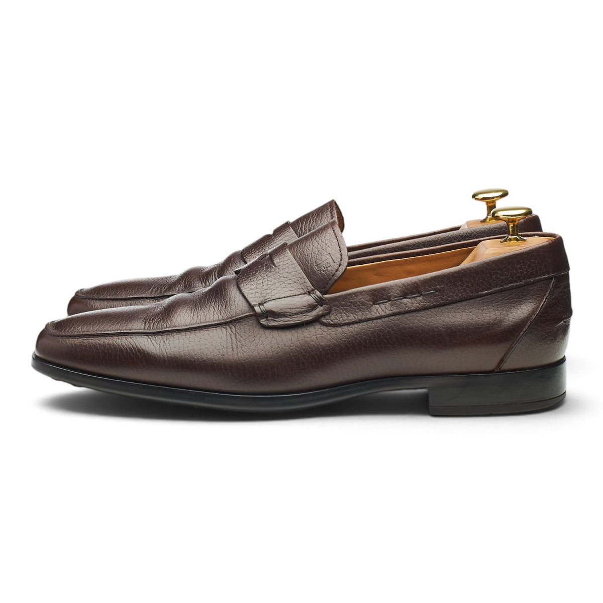 Dark Brown Grain Leather Loafers UK 8.5