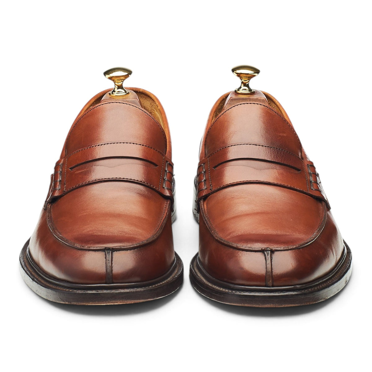 'James' Tan Brown Leather Loafers UK 9.5