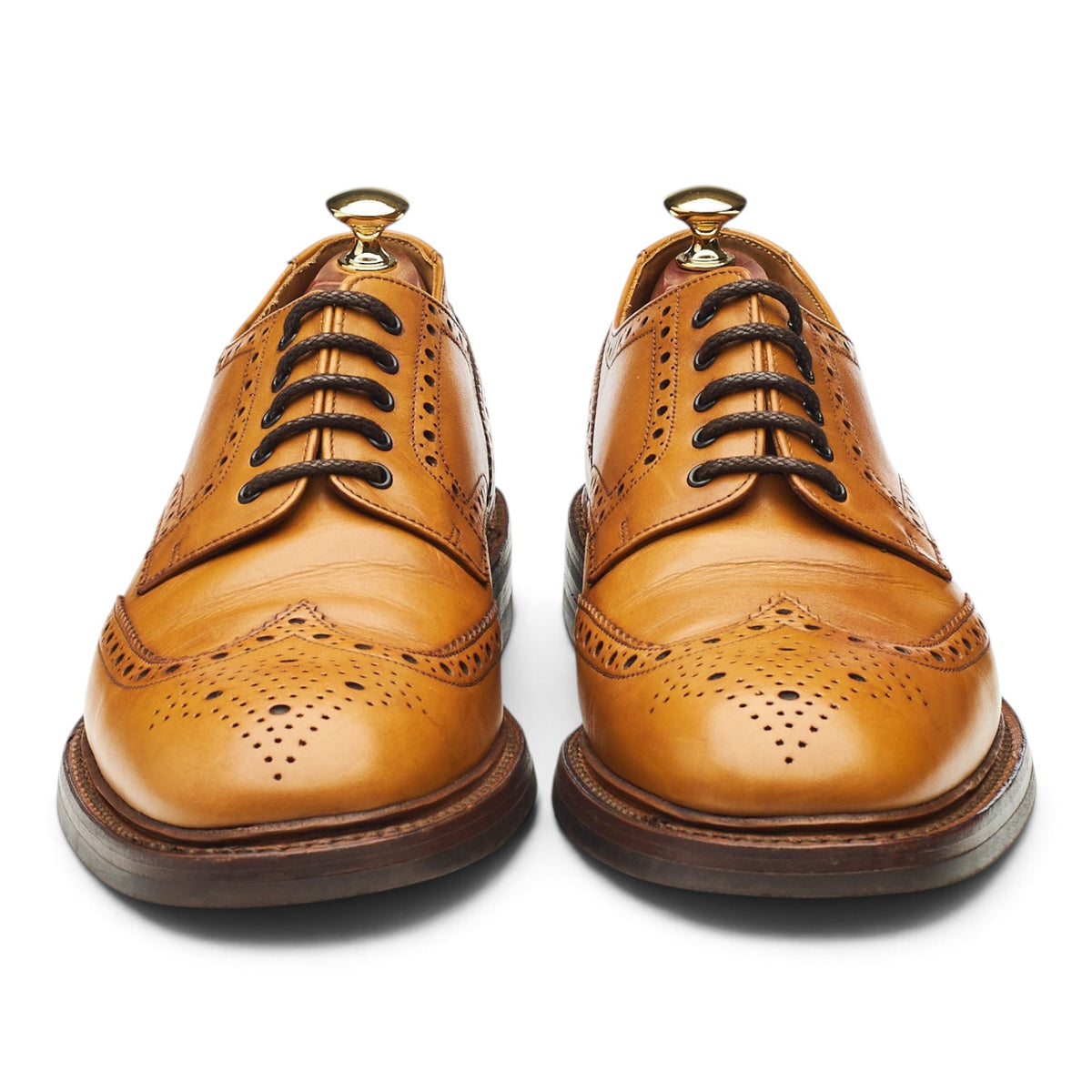1880 'Chester' Tan Brown Leather Derby Brogues UK 9.5 F