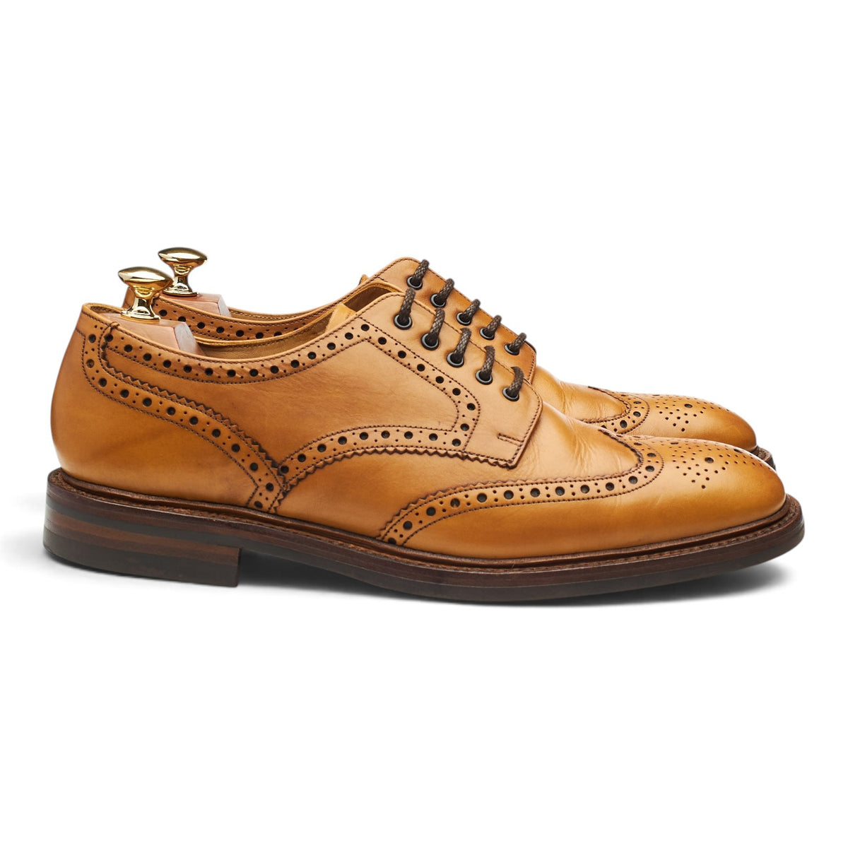 1880 'Chester' Tan Brown Leather Derby Brogues UK 9.5 F