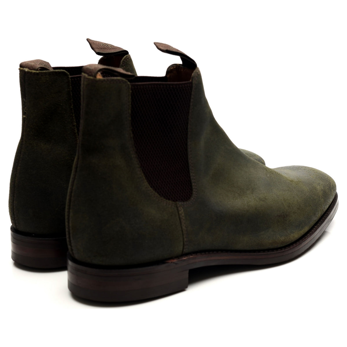 1880 &#39;Chatsworth&#39; Green Waxed Suede Chelsea Boots UK 12 G