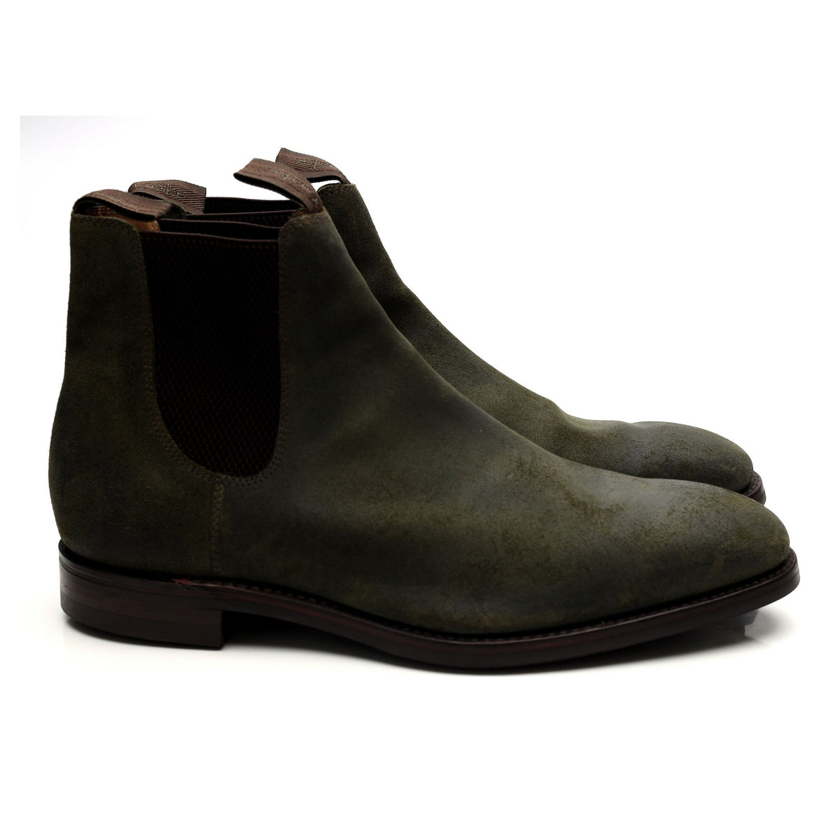 1880 &#39;Chatsworth&#39; Green Waxed Suede Chelsea Boots UK 12 G