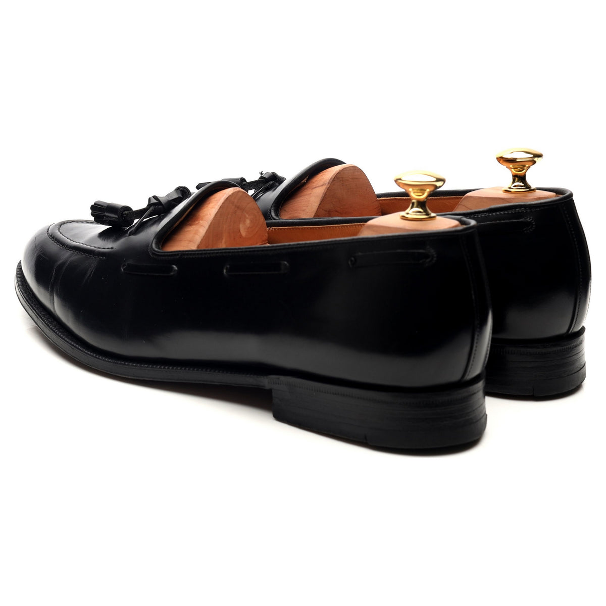 &#39;Keats&#39; Black Leather Tassel Loafers UK 11 F