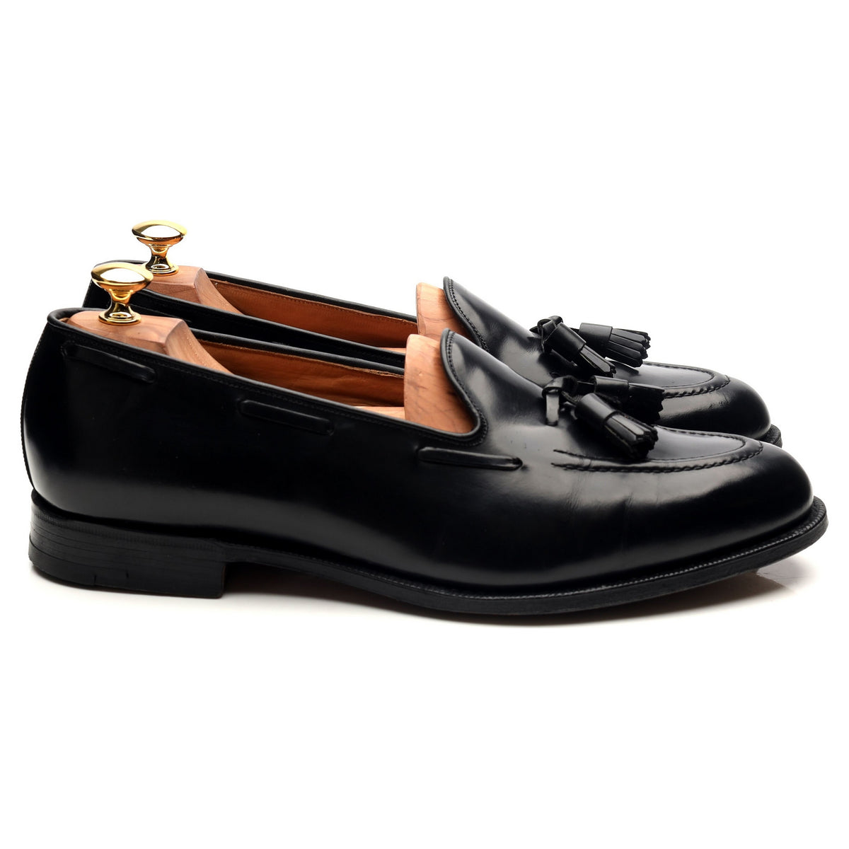 &#39;Keats&#39; Black Leather Tassel Loafers UK 11 F