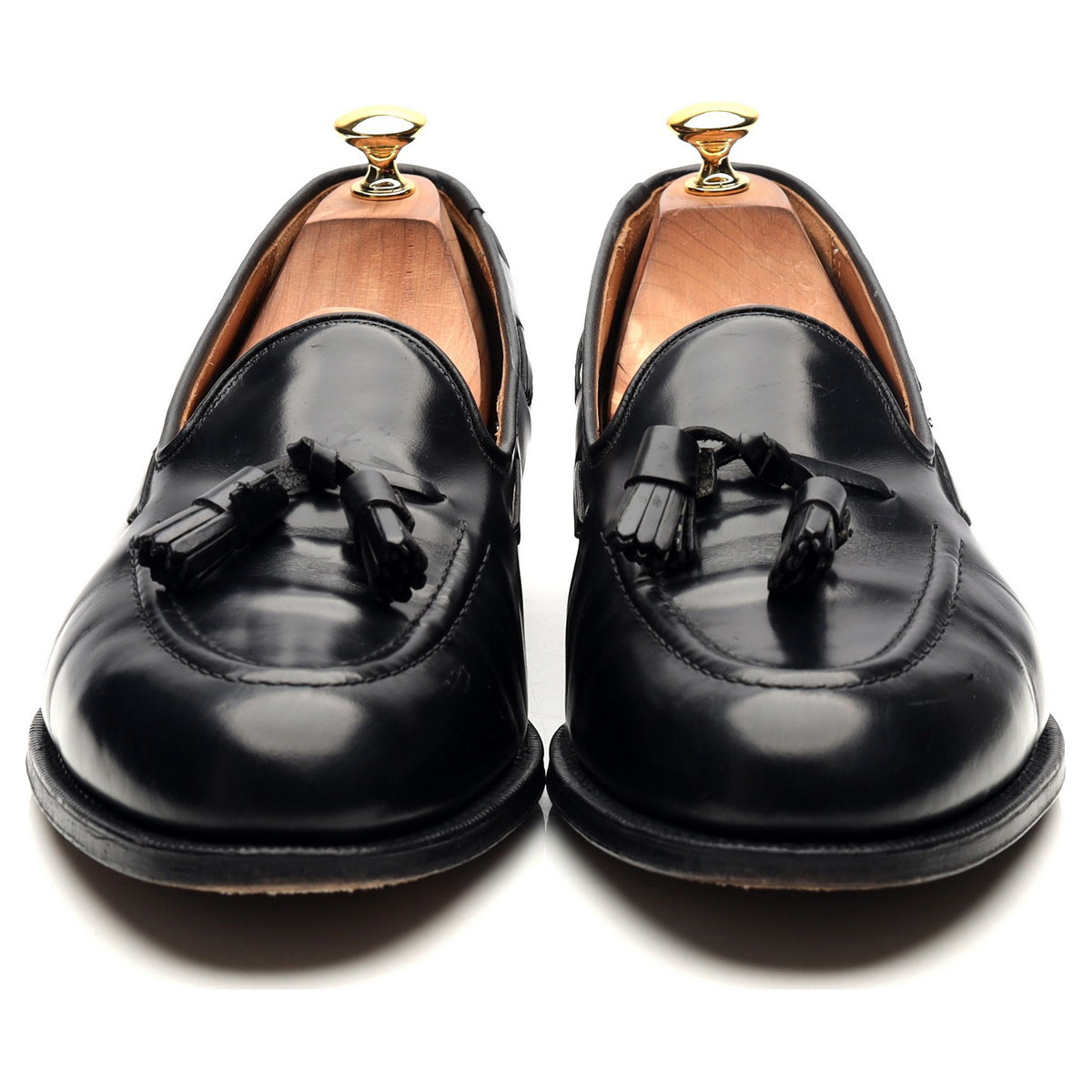 &#39;Keats&#39; Black Leather Tassel Loafers UK 11 F