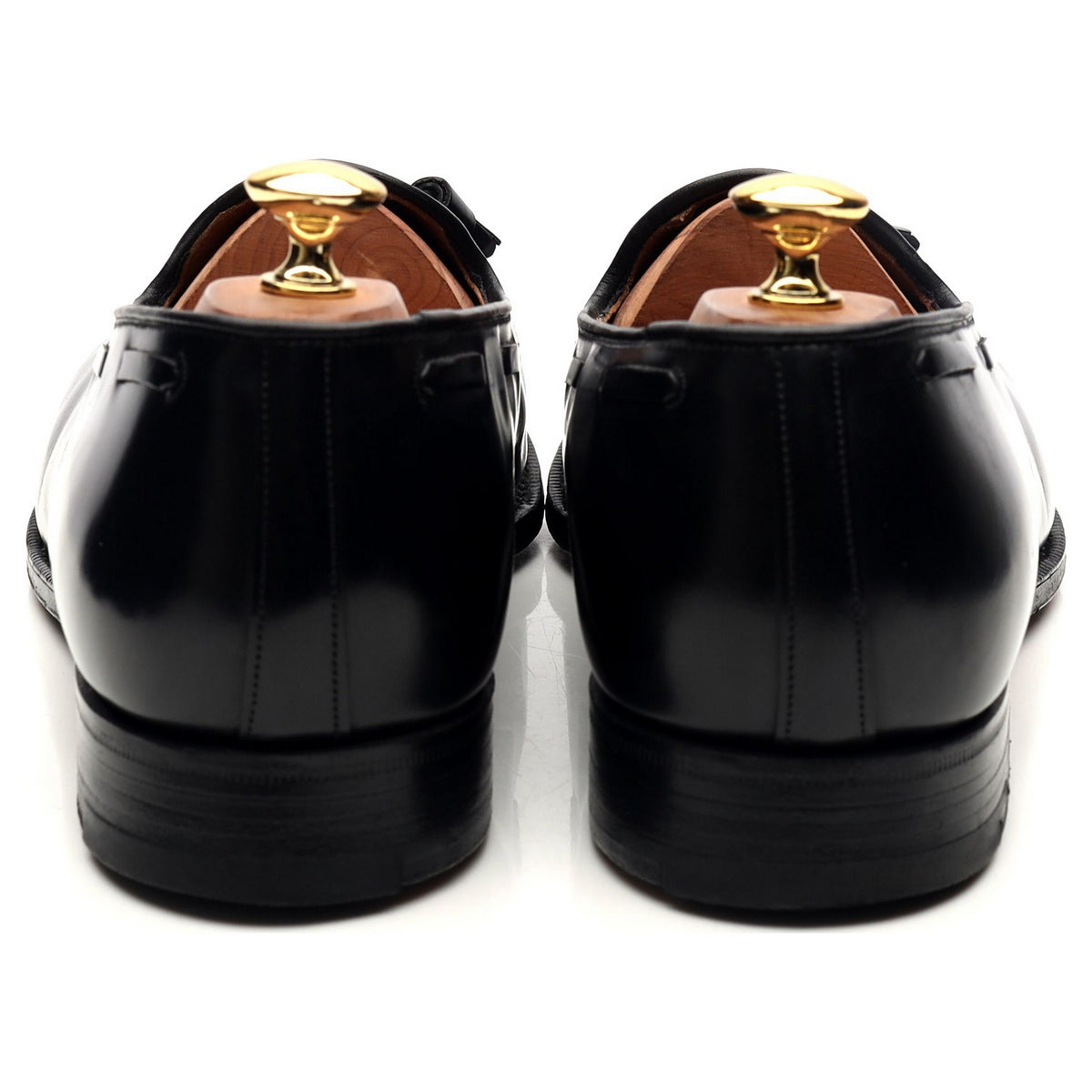 &#39;Keats&#39; Black Leather Tassel Loafers UK 11 F