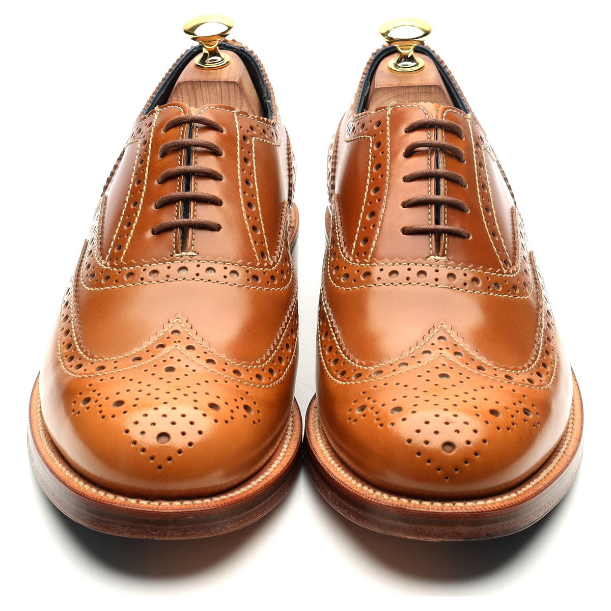 &#39;Bumble Bee&#39; Tan Brown Leather Oxford Brogues UK 8.5 G