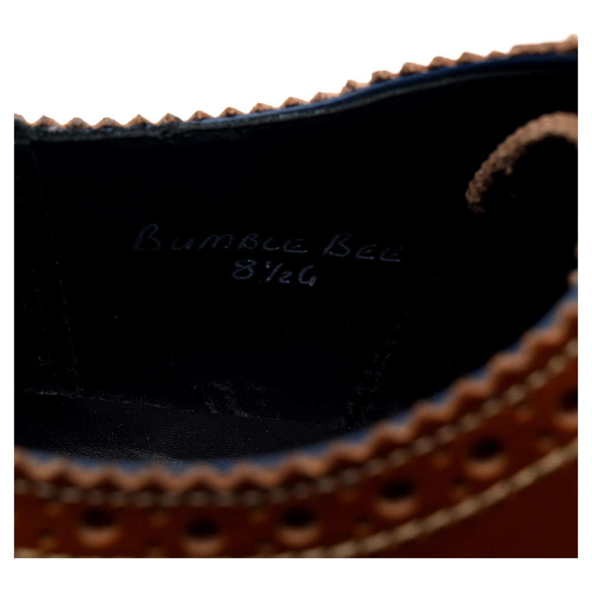 &#39;Bumble Bee&#39; Tan Brown Leather Oxford Brogues UK 8.5 G