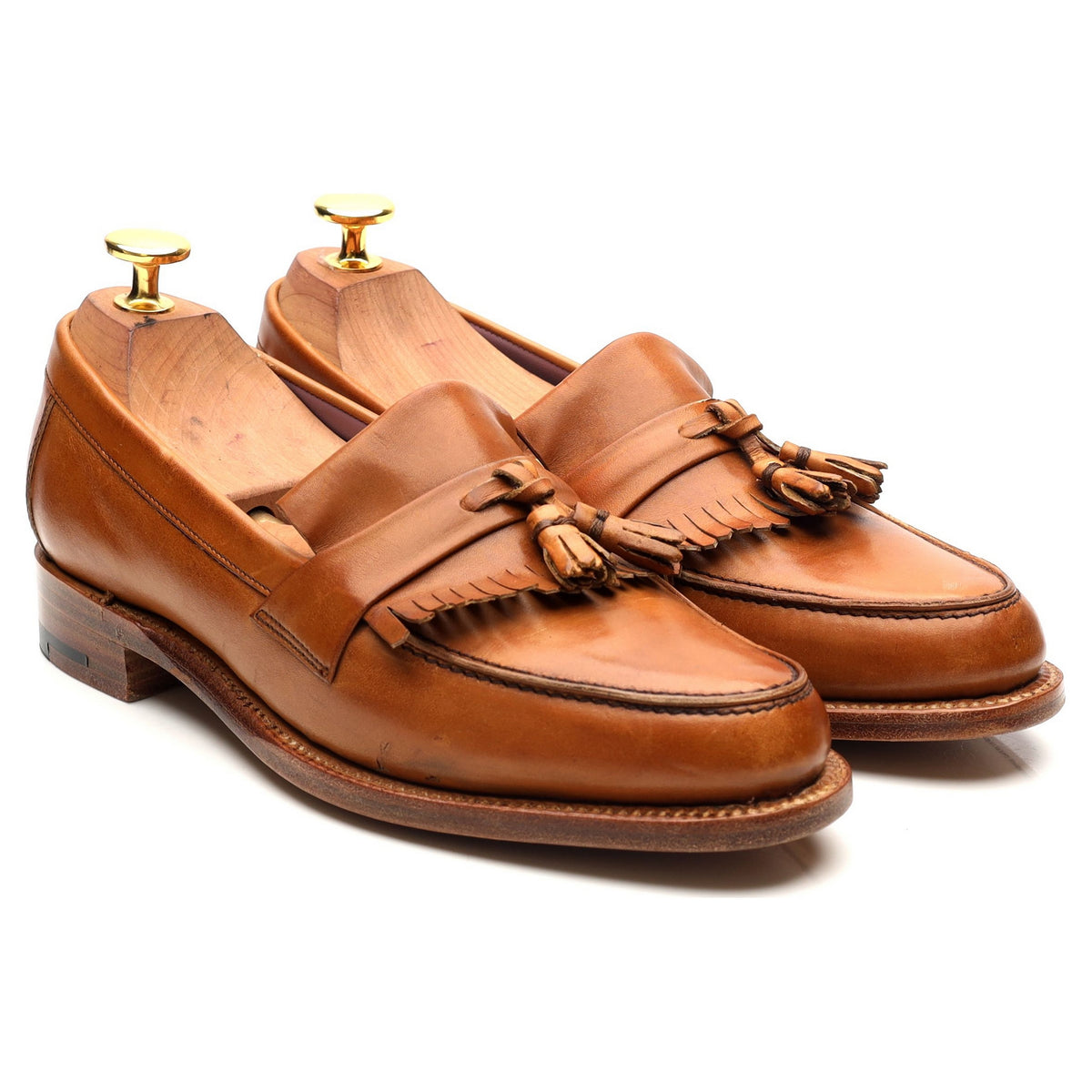 Women&#39;s &#39;Heather&#39; Tan Brown Leather Fringed Tassel Loafers UK 4.5 D
