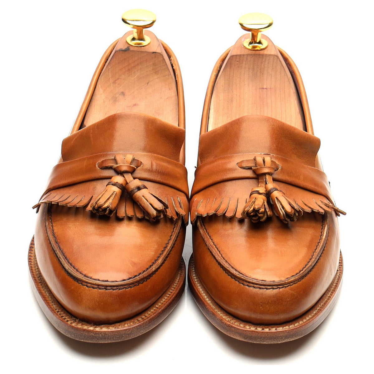 Women&#39;s &#39;Heather&#39; Tan Brown Leather Fringed Tassel Loafers UK 4.5 D