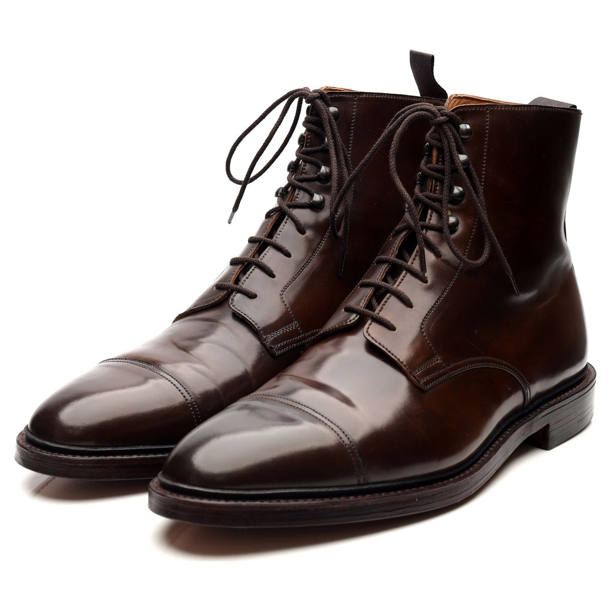 &#39;Harlech&#39; Dark Brown Cordovan Leather Boots UK 11 E