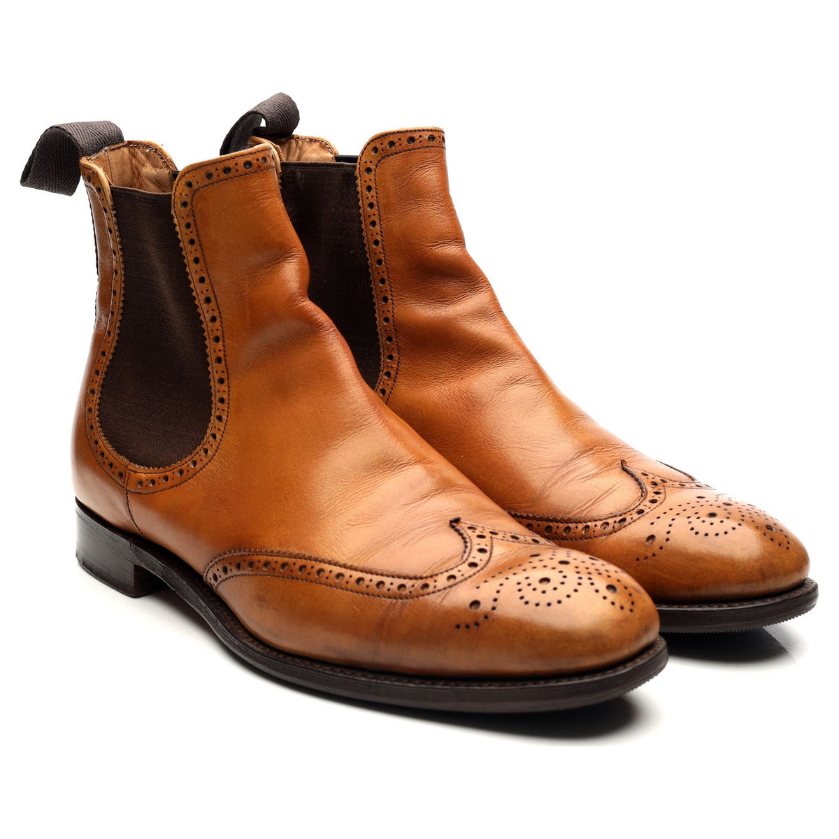 &#39;Albert ll&#39; Tan Brown Leather Boots UK 7 F