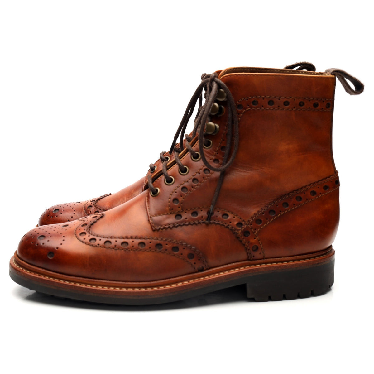 &#39;Fred&#39; Tan Brown Leather Boots Brogues UK 7 G