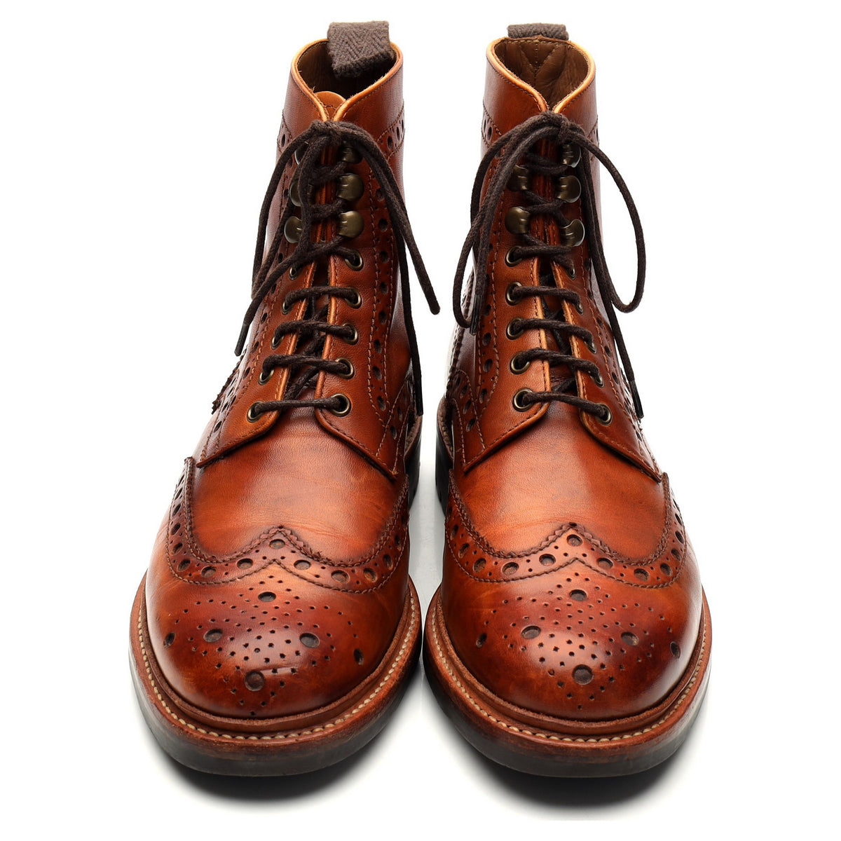 &#39;Fred&#39; Tan Brown Leather Boots Brogues UK 7 G