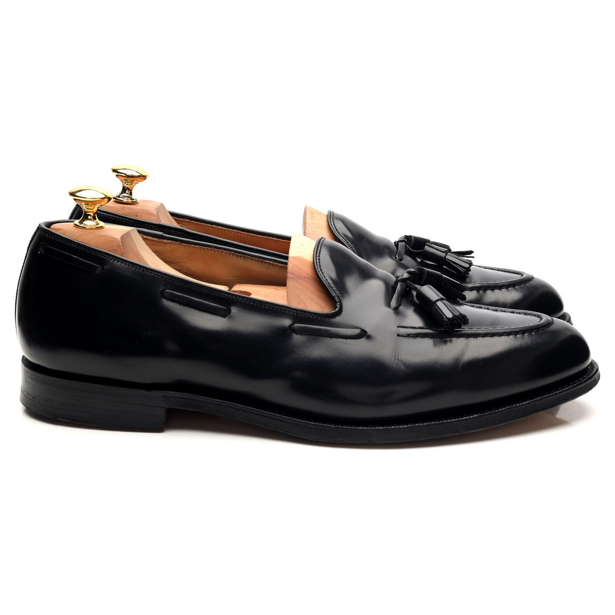 &#39;Melbourne&#39; Black Leather Tassel Loafers UK 11 F