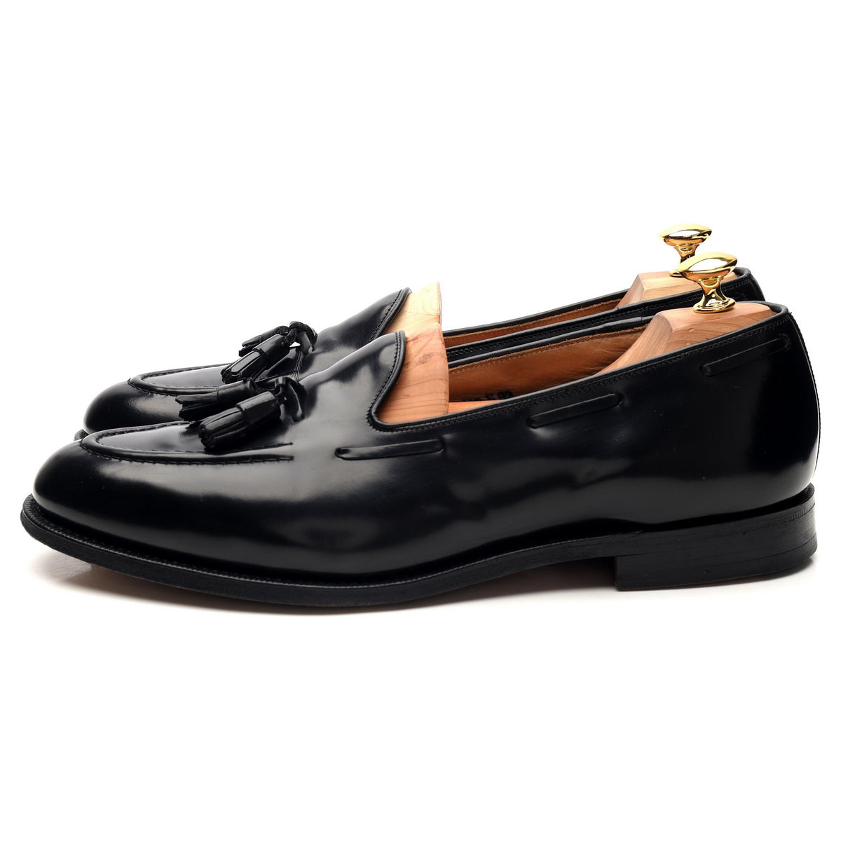 &#39;Melbourne&#39; Black Leather Tassel Loafers UK 11 F