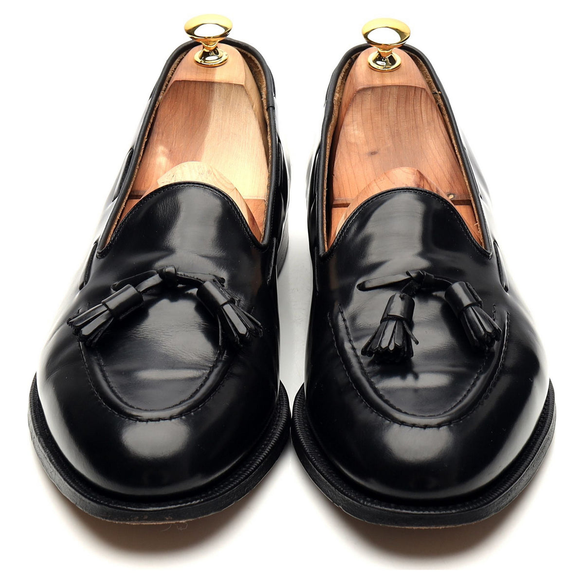 &#39;Melbourne&#39; Black Leather Tassel Loafers UK 11 F