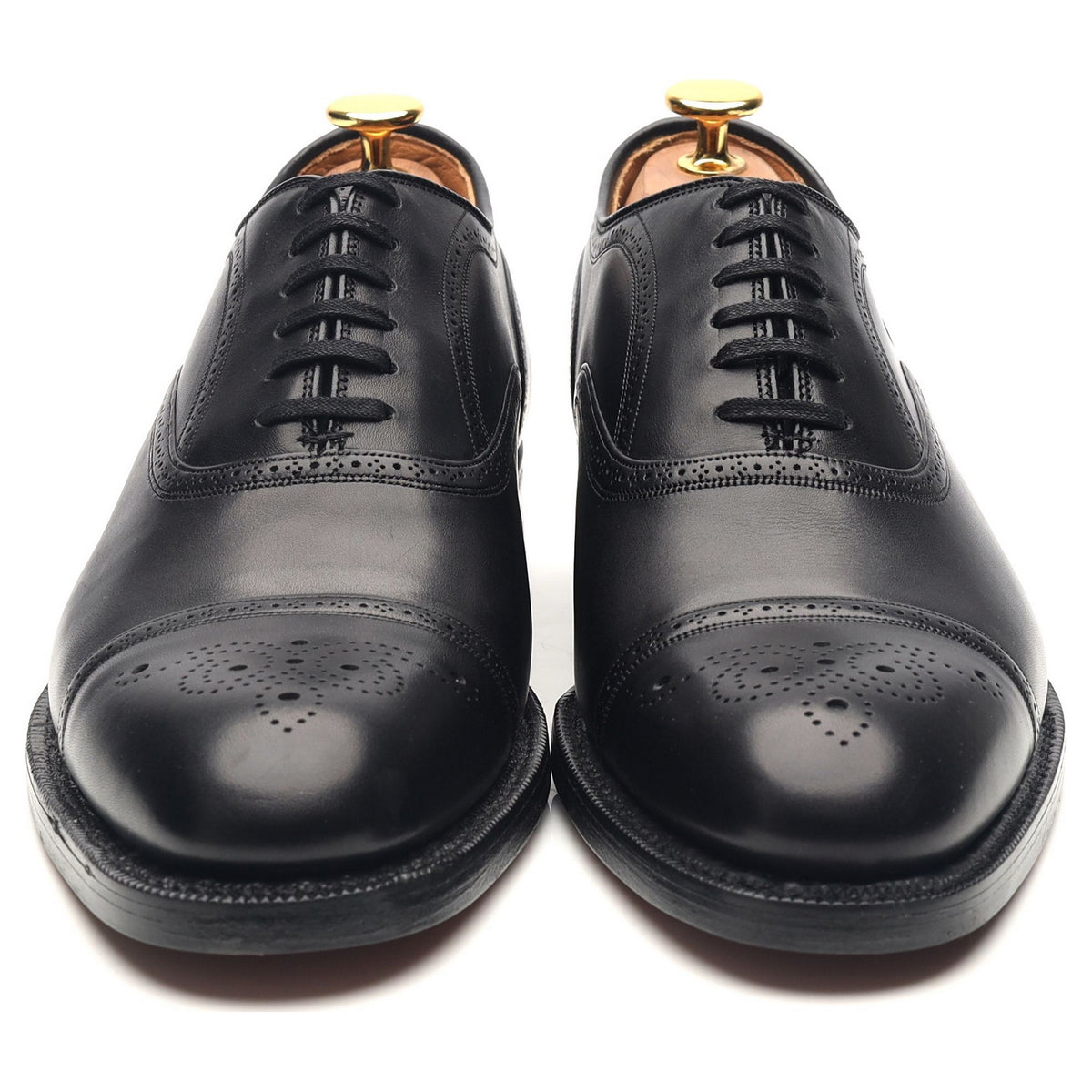&#39;Guildford&#39; Black Leather Oxford Semi Brogues UK 6 F