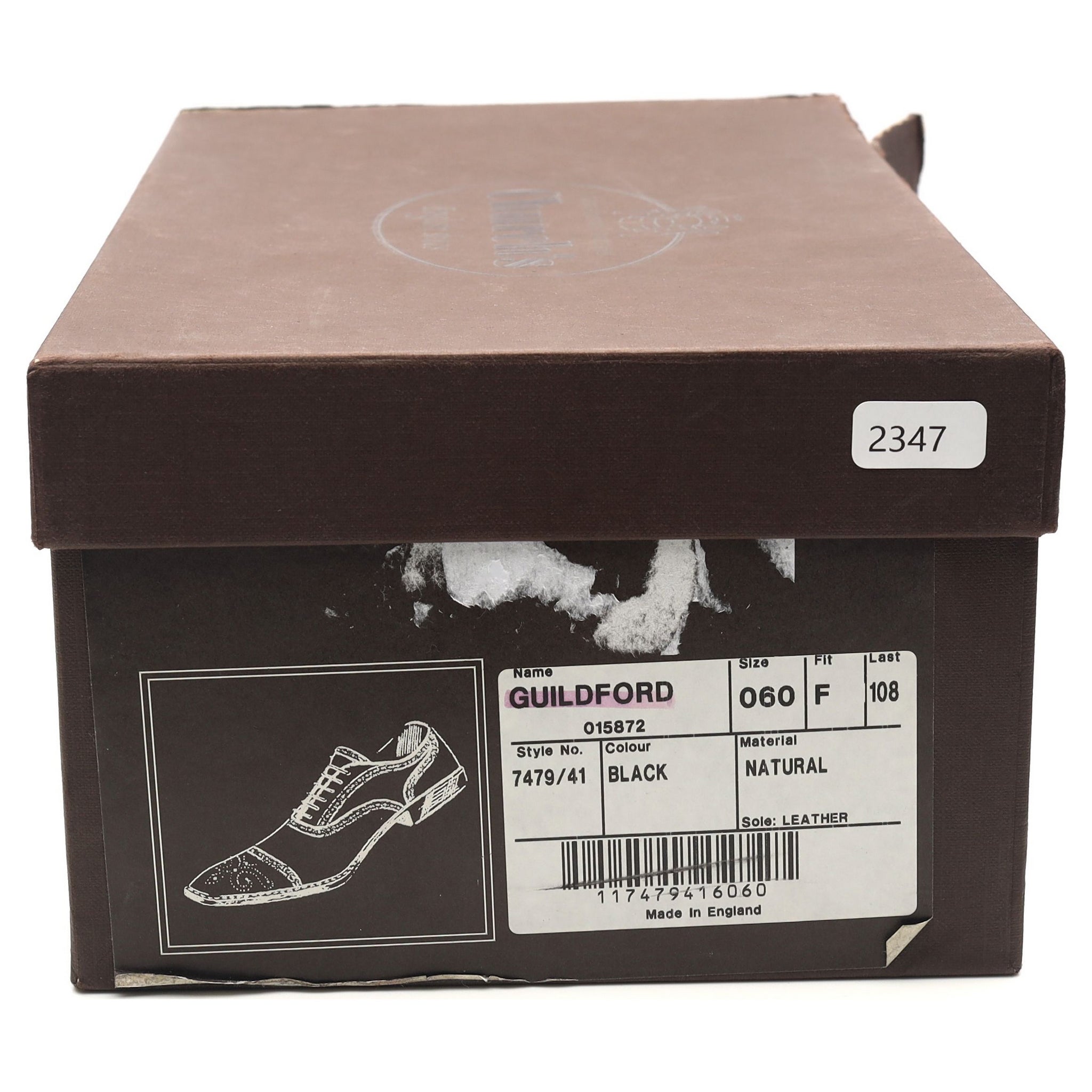 Guildford' Black Leather Oxford Semi Brogues UK 6 F