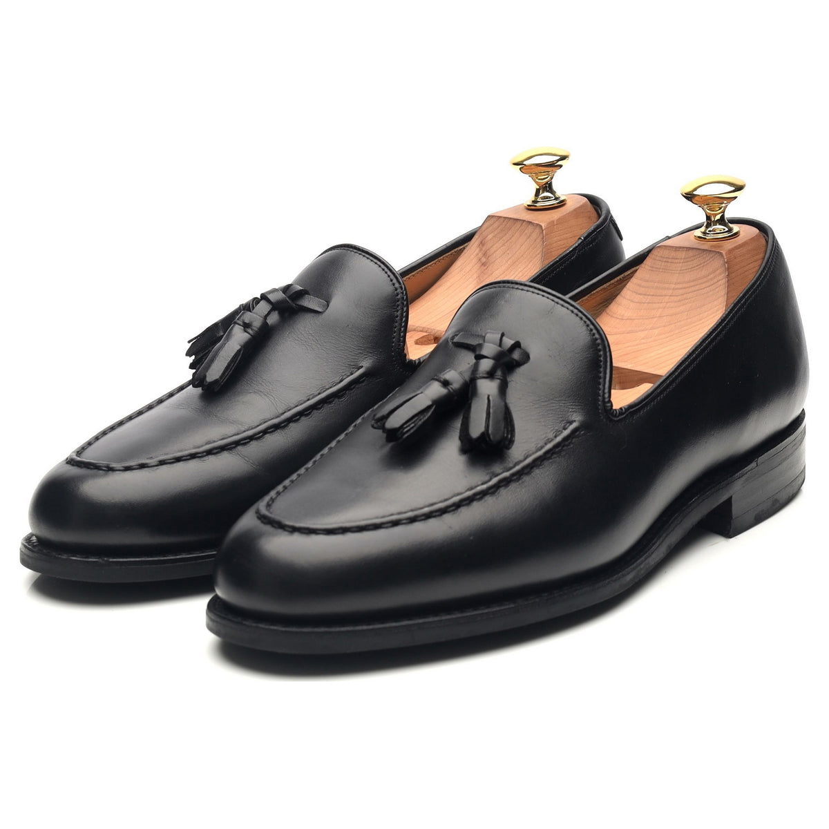 &#39;Studland&#39; Black Leather Tassel Loafers UK 6.5 F