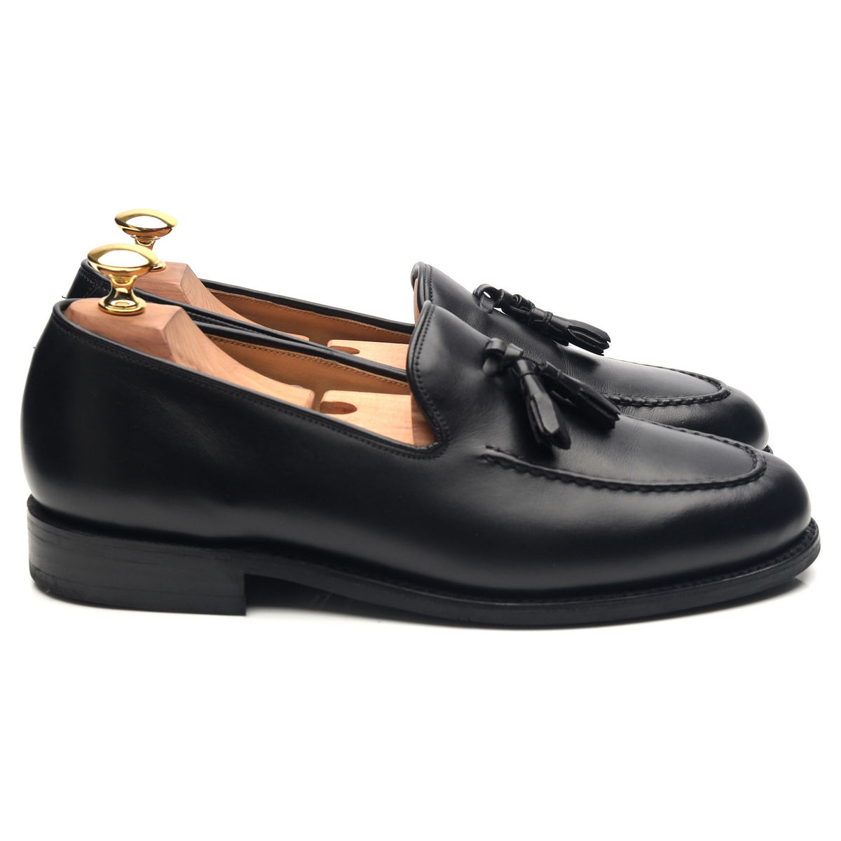 &#39;Studland&#39; Black Leather Tassel Loafers UK 6.5 F