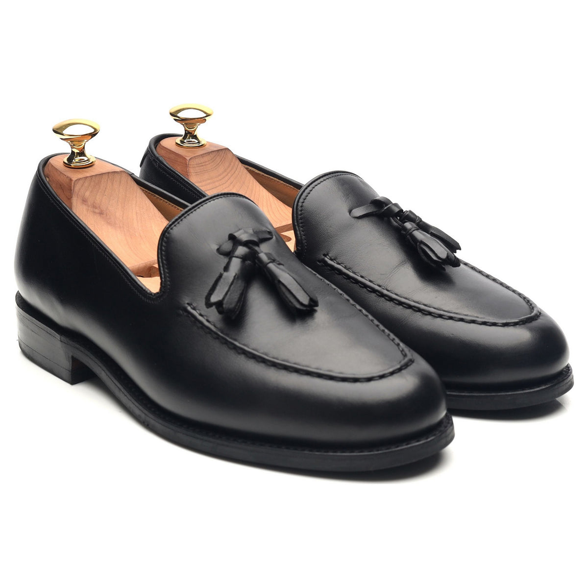 &#39;Studland&#39; Black Leather Tassel Loafers UK 6.5 F