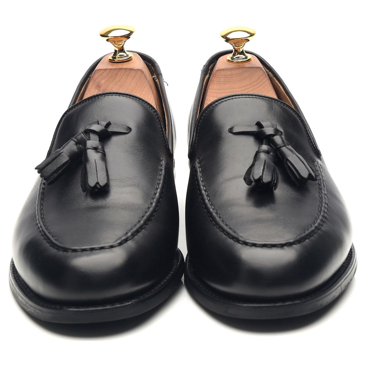 &#39;Studland&#39; Black Leather Tassel Loafers UK 6.5 F