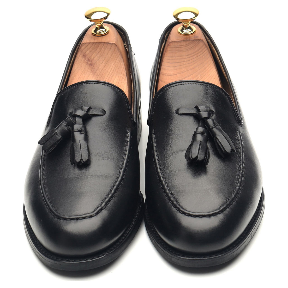 &#39;Studland&#39; Black Leather Tassel Loafers UK 6.5 F