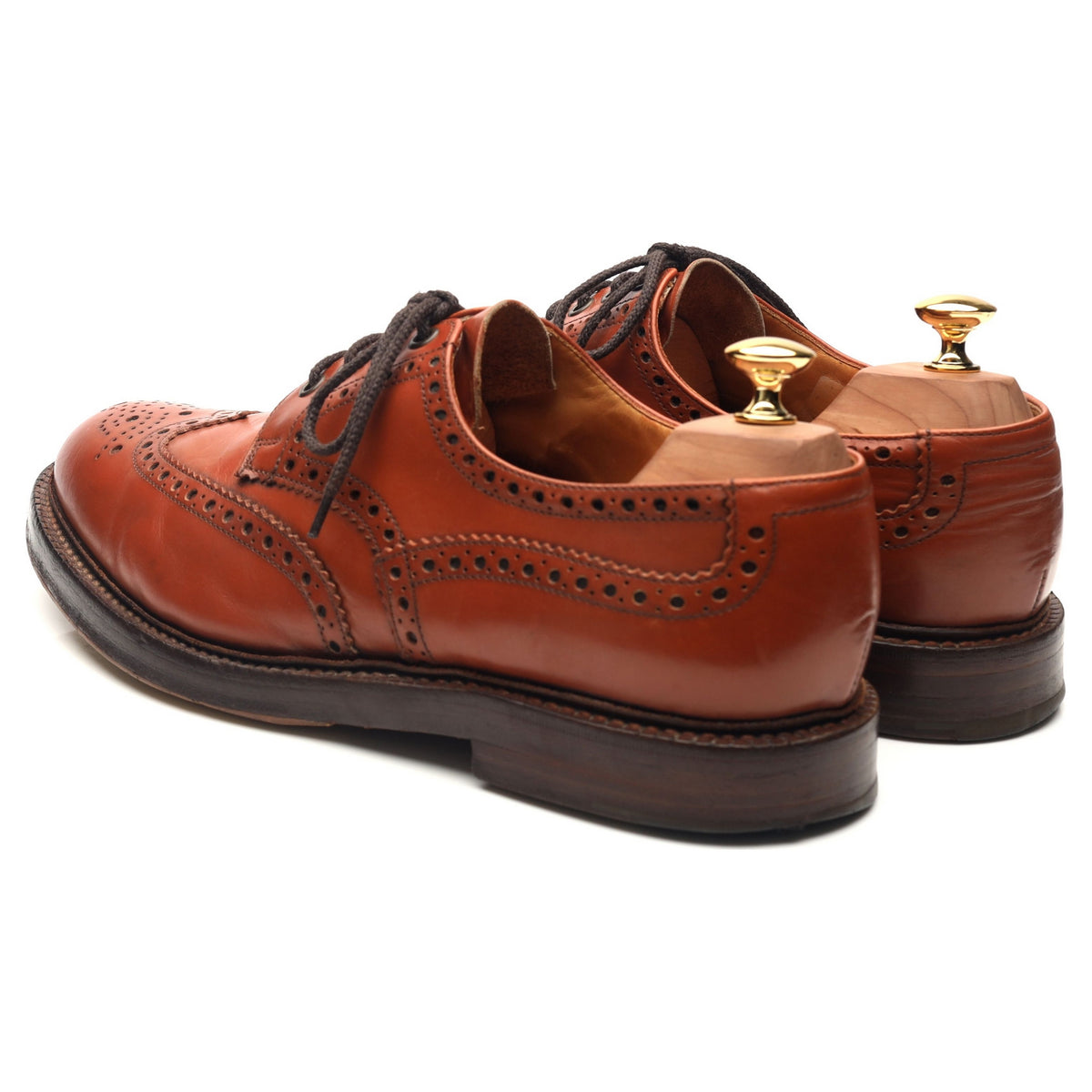 &#39;Wetherby&#39; Tan Brown Leather Derby Brogues UK 10 F