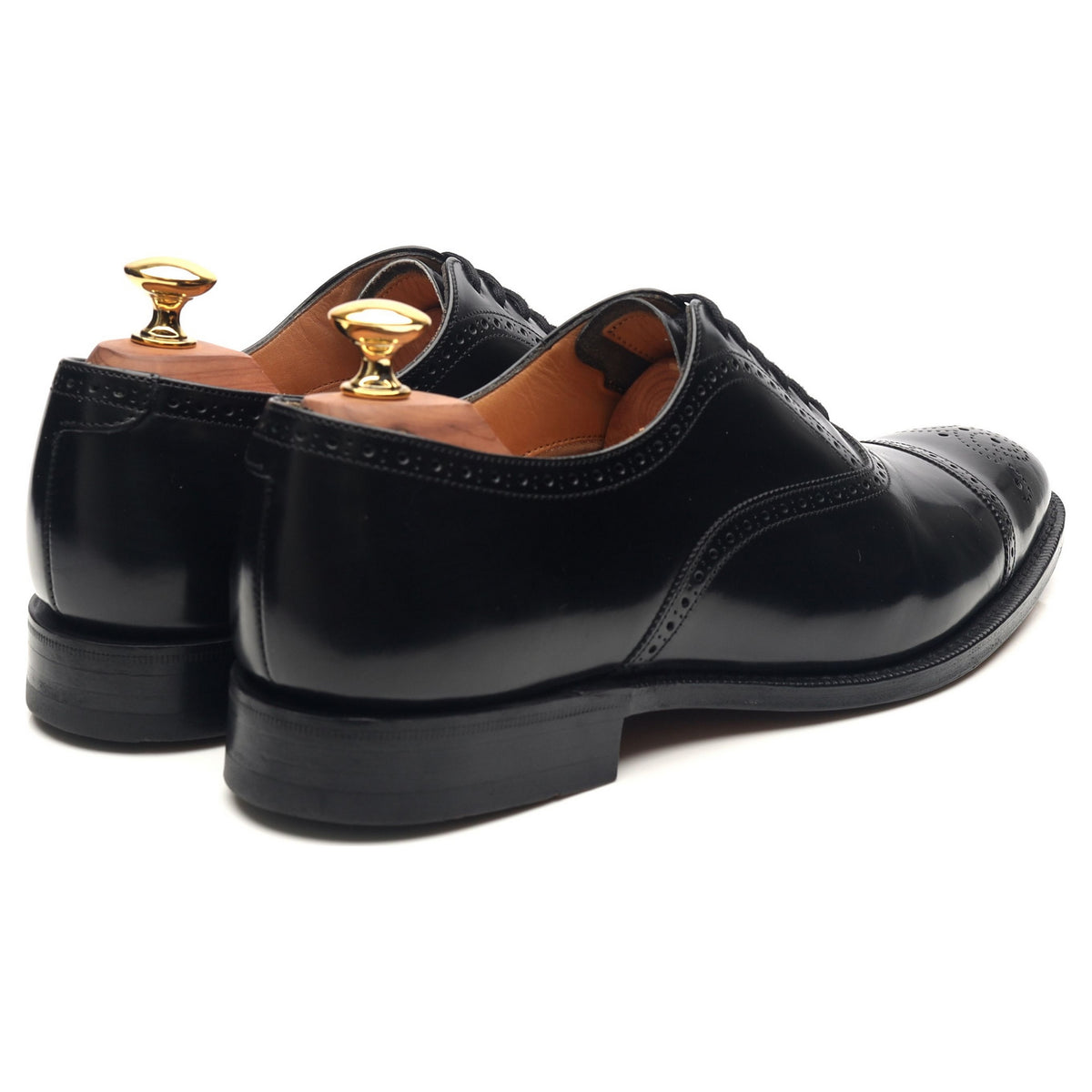 &#39;London&#39; Black Leather Oxford Semi Brogues UK 6 F