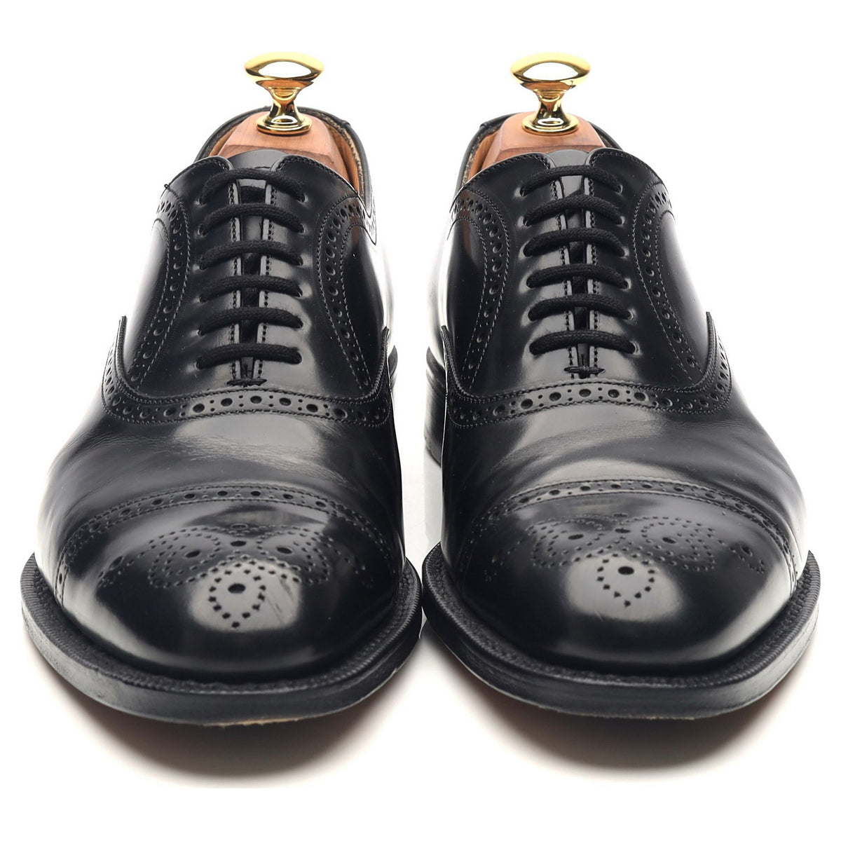 &#39;London&#39; Black Leather Oxford Semi Brogues UK 6 F