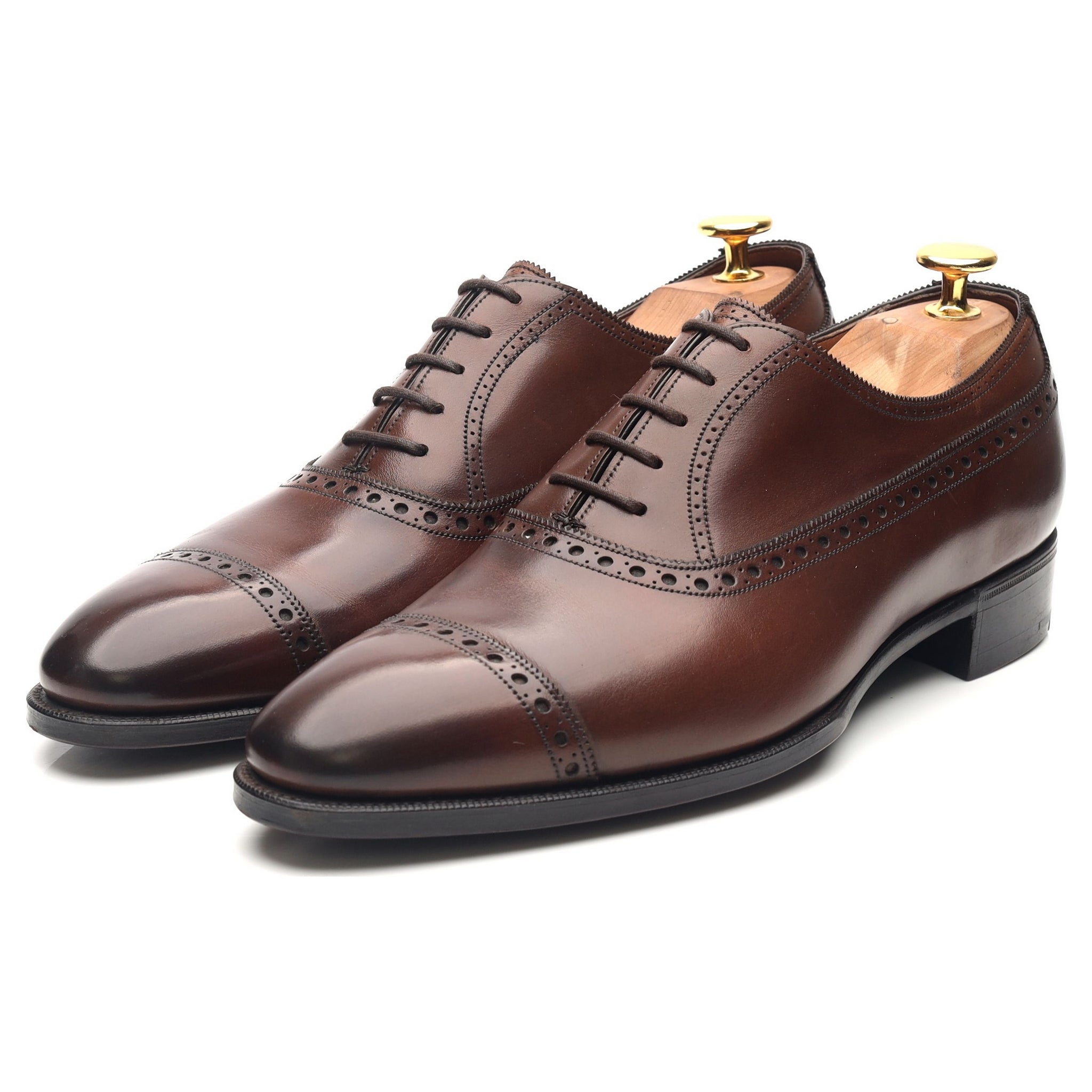 Warwick' Dark Brown Leather Oxford Semi Brogues UK 6 E - Abbot's Shoes